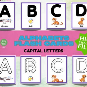 A-Z Flash Cards Capital & Small Tracing Letters Handwriting Practice for kids Alphabet Tracing Cards Uppercase and Lowercase flash cards