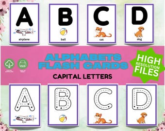 Cartes flash de A à Z Lettres majuscules et petites lettres calques Exercice d'écriture manuscrite pour enfants Cartes calque alphabet majuscules et minuscules