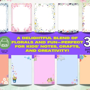 Scrap Book | Floral Border | Writing and drawing Pages | Scrap Booking Sheets | Floral Background Pages