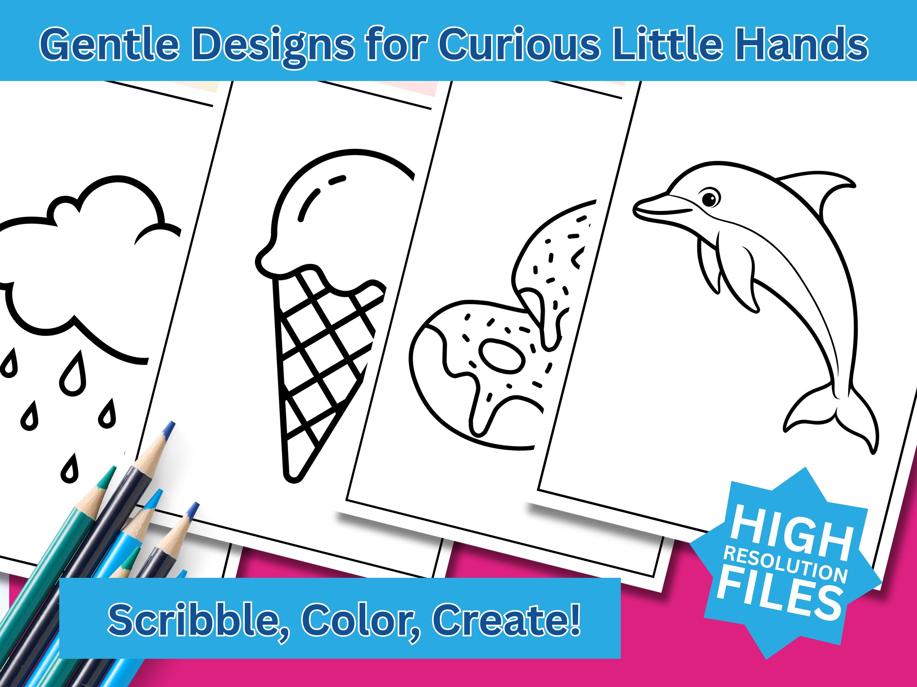 Coloring Pages for Preschool Kids Printable Digital Download Simple