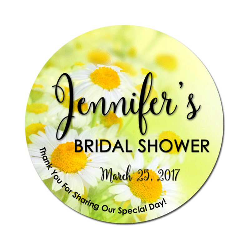 Personalized Bridal Shower Labels Summer Daisies Flowers Etsy