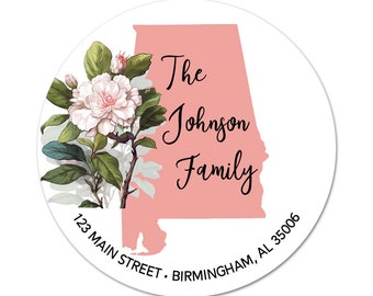 Alabama Camellia Address Labels / AL State Flower / Return Address / Personalized Stickers / Envelope Seals / Wedding Labels