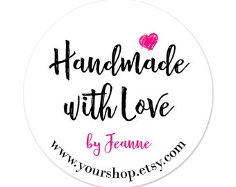 Custom Handmade With Love Labels With Heart, Return Address, Personalized Sticker, Envelope Seal, Thank You, Client Appreciation, Packaging