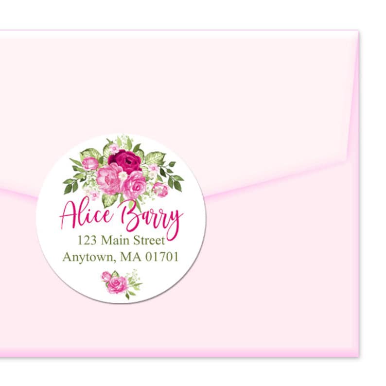 Address Labels / Hot Pink Roses / Watercolor Flowers / Floral - Etsy