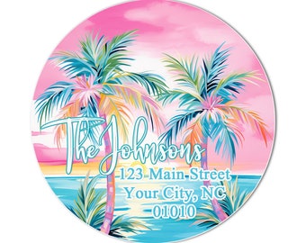 Personalized Address Labels / Preppy Palm Trees / Return Address Label / Envelope Seals / Wedding Labels / Thank You