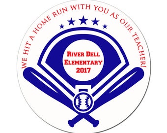 Personalized School Teacher MVP Baseball Themed Stickers