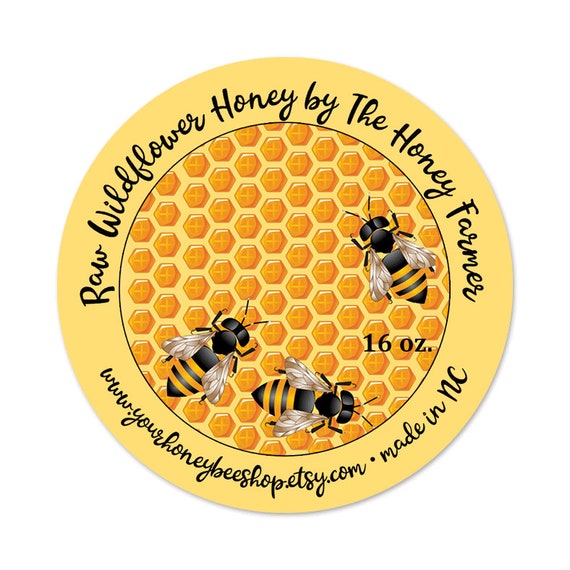 Custom Honey Bee Labels Colorful Adhesive Canning Jar Labels: Vintage
