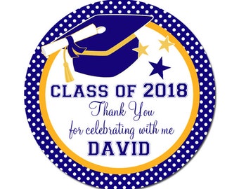 Graduation Labels Class of 2018 / Custom Personalized Stickers / Party Favors / Envelope Seals / College University High School Labels