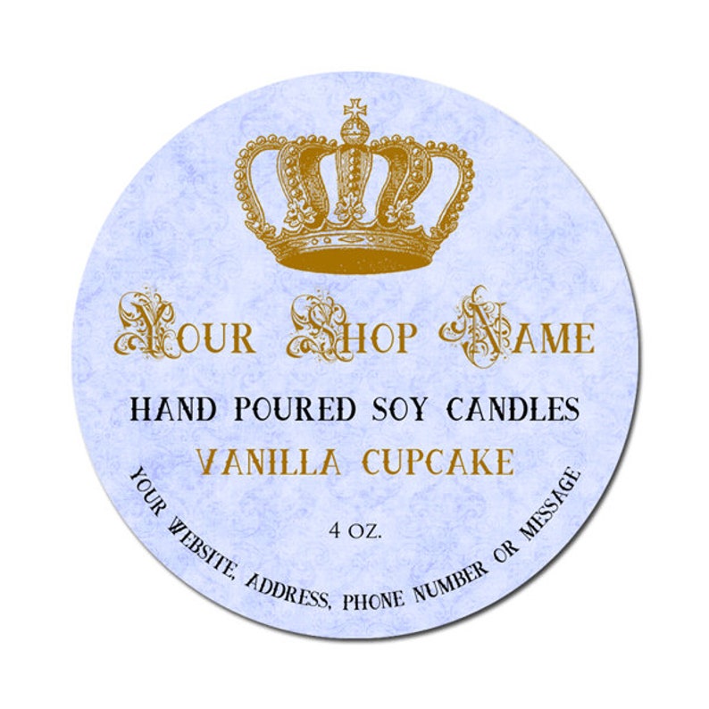 Gold Crown Labels Product Labels for Your Shop Candles Bath Beauty ...