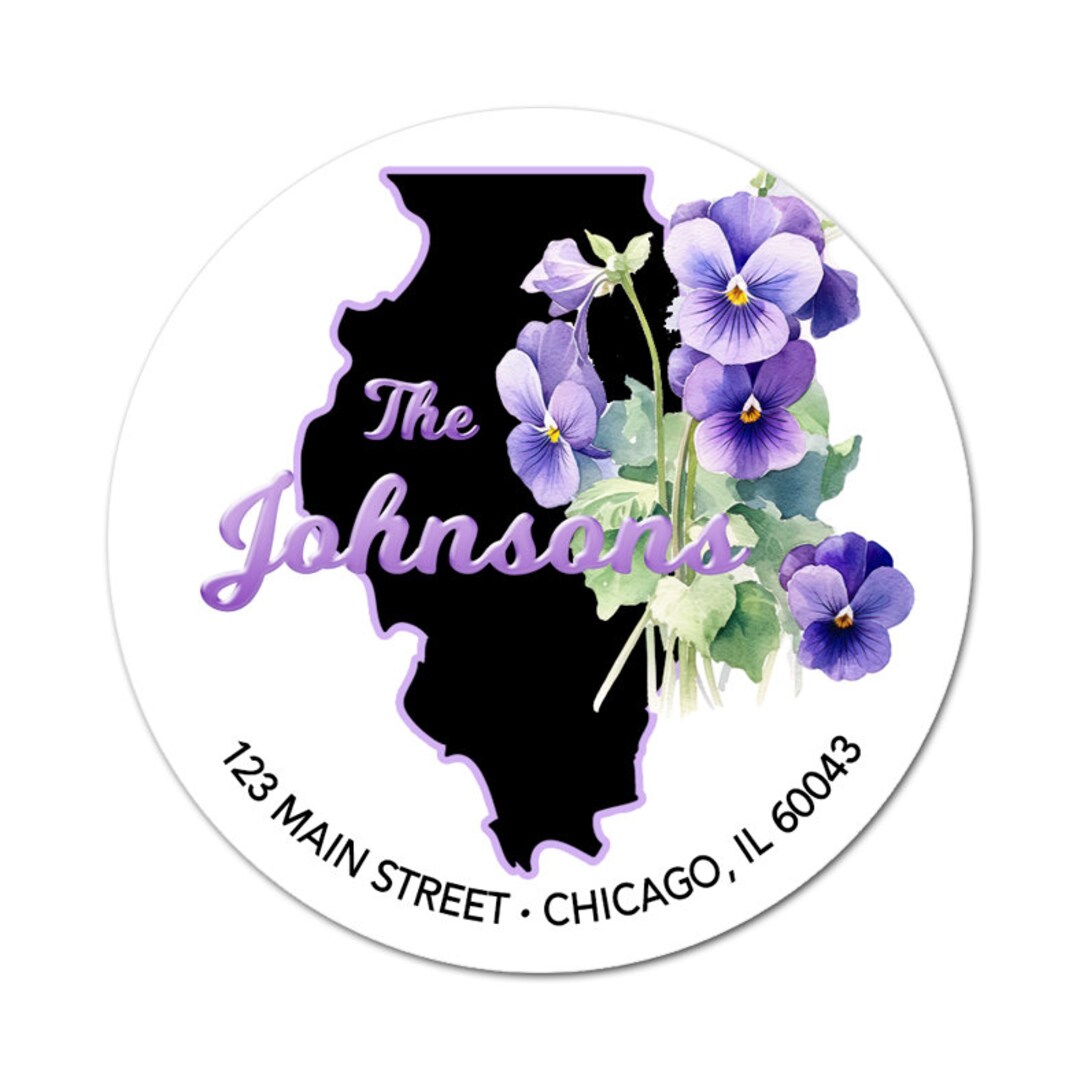 Illinois Address Labels / IL State Flower Violets / Return Address ...