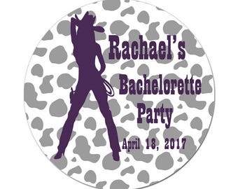 Custom Bachelorette Party Labels Personalized Cowgirl Western Round Glossy Favor Stickers Bridal Showers Favors Weddings Birthdays