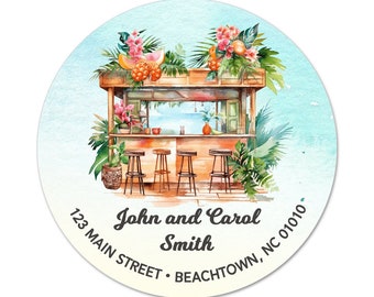 Personalized Address Labels / Cocktails on the Beach Bar Stickers / Return Address Label / Envelope Seals / Wedding Labels / Thank You