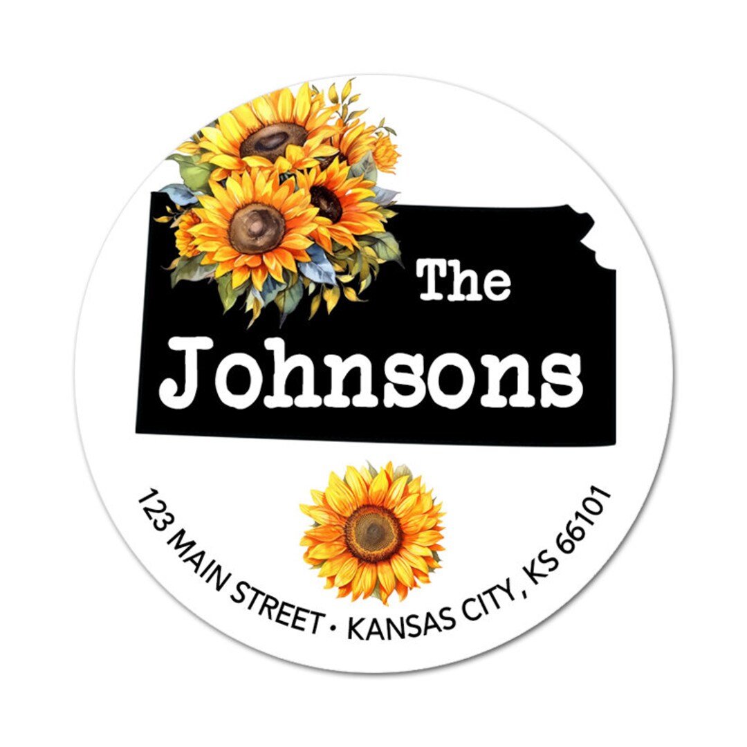 Kansas Address Labels / KS State Flower Sunflowers / Return Address ...