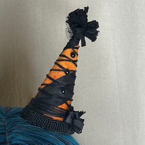 Mini Clown Hat -Black and Orange