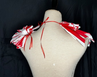 Ensemble col et manchettes de cirque dramatique rouge et blanc