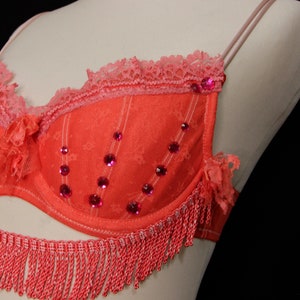 Coral Pink Fringe Bra