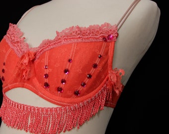 Coral Pink Fringe Bra