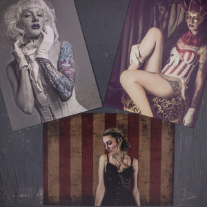 Cirque - Carte postale grunge couture - Individuelle ou lot de 3