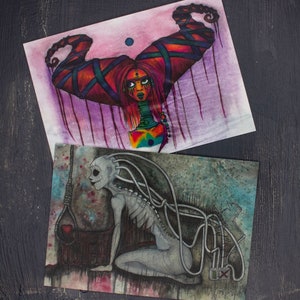 Watercolor - Grunge Couture Postcard - Individual or Set of 2
