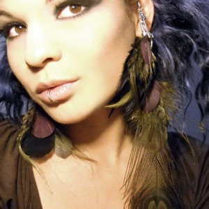 CUSTOM Tribal Wire Wrap Feather Ear Cuff, Wrap and Earring Set YOUR CHOICE of feathers, charms, wire color image 3