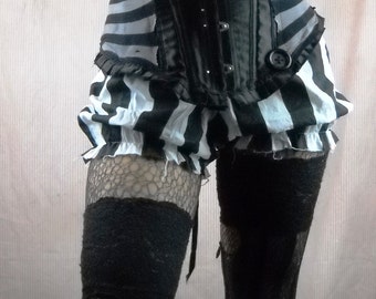 CUSTOM - Mini Micro Bloomers 2 inch Black and White Bold Stripes