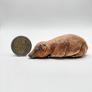 Unique ceramic pig figurine is handmade tea pet for tea ceremony Gong fu cha,original artwork for workspace, shelf decoration,pet lover gift