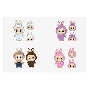 Hojas de pegatinas de monstruos de Labubu: pegatinas de personajes de dibujos animados adorables, álbumes de recortes, diarios, manualidades, suministros para fiestas infantiles, útiles escolares