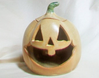 Jackolantern - Halloween Decor, Pumpkin Candle Holder, Luminary -Handmade - Wheel-thrown - Clay - -ready to ship