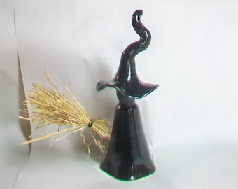Halloween Witch - 8 inch Witch with a Very crooked Hat - Handmade on Potters Wheel - Halloween Decoration -  Unique - OOAK - Ready to ship