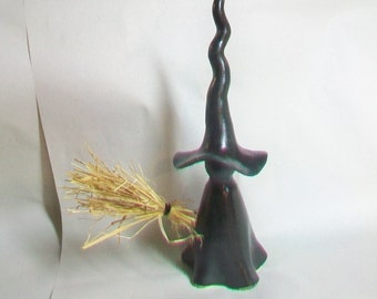 Halloween Witch - 9.5 inch Witch with a crooked Hat - Handmade on Potters Wheel - Halloween Decoration -  Unique - OOAK - Ready to ship
