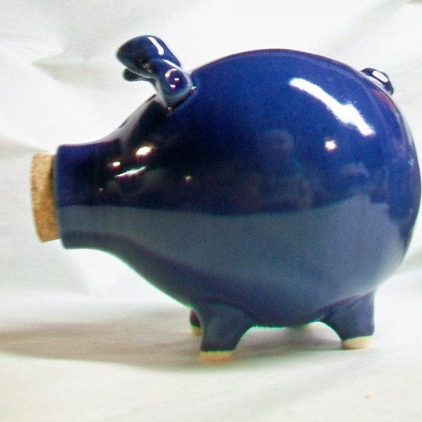 Piggy Bank - Midnight Blue- Dark Blue- Handmade on the Potters Wheel - Piggy Bank  - Ready to Ship - Unique Gift, OOAK