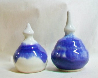 Garden Finials - Set of 2-  Purple with Cream Glaze  - Handmade on the Wheel - Each is a One of a Kind