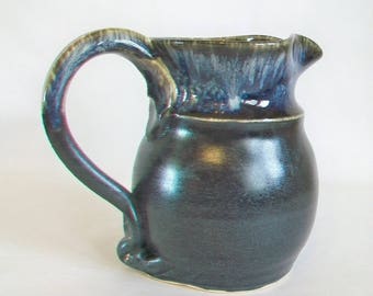 Slate and Cream Stoneware Pitcher - Handmade on the Potters Wheel - Milk Pitcher, Syrup or Cream Pitcher -- Flower Vase - Ready to Ship