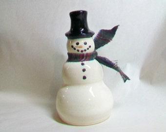 Snowman - Handmade on the Potters Wheel - Hand Painted - Winter Decoration -Each One is a One-of-a-kind - 6 inch