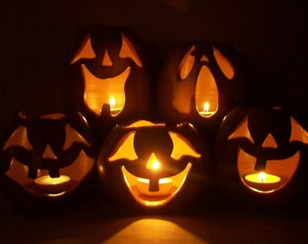 Jackolantern - Halloween Decor, Pumpkin Candle Holder, Luminary -Handmade - Wheel-thrown -Clay-Listing is for 1 jack-  Made to Order