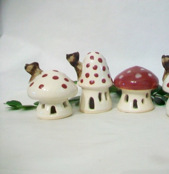 Garden Fairy House Mushroom Houses White Stoneware Image 0