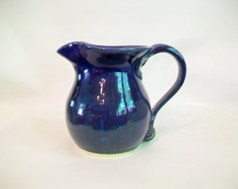 Blue-- 3 Fired -- Stoneware Pitcher -  Handmade on the Potters Wheel - Milk, Cream, Syrup Pitcher -- Flower Vase -- Ready to Ship