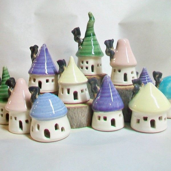 Garden Fairy Houses - You Pick  3-10 - Houses -Handmade on the Pottery Wheel -You Choose - Many houses are ready to ship -also in production