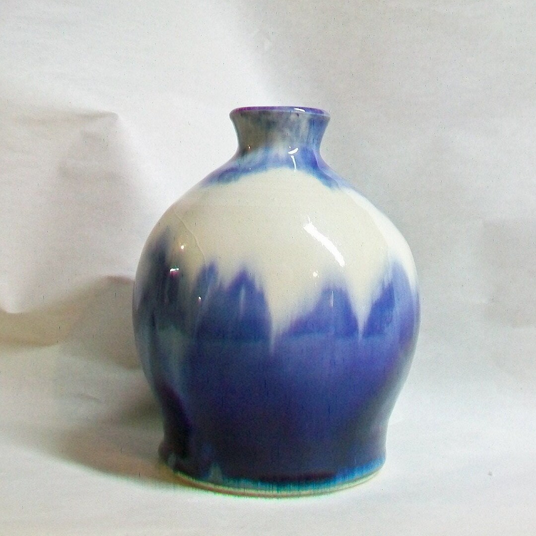 Blue and White Stoneware Vase: Wheel Thrown Pottery - Etsy