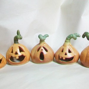 Mini Jack o Lantern - Tea-light Size-Halloween Pumpkin Luminary - You choose - Approx.3x3 in - Handmade - Hand-Carved --Ready to Ship