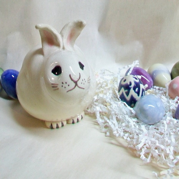 Bunny Bank - Easter Gift - Newborn Baby / Child Gift - Handmade, Wheel thrown - OOAK -- Ready to Ship - Actual Bunny Bank