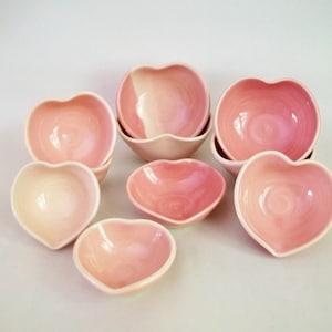 10 Heart Bowls -Wedding Favors, Shower Favors,Table Setting Decoration - Hand-Made to Order - Shades of Pink
