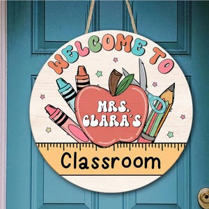 Personalized Teacher Sign, Teacher Door Sign, Custom Teacher Name Sign, Classroom Decor, Teacher Door Hanger, Classroom Wooden Sign