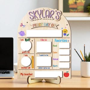 First And Last Day Of School Sign, Reusable Back to School Sign For Photos, Reusable Dry Erase Board, Custom Name 1st Day Of School Board