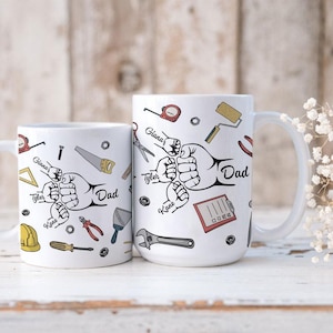 Personalized Dad Holding Kids Hands Mug, Dad Mug, Fathers Day Gift, New Dad Gift, Dad Fist Bump Mug, Mug With Kids Names, Fathers Day Mug