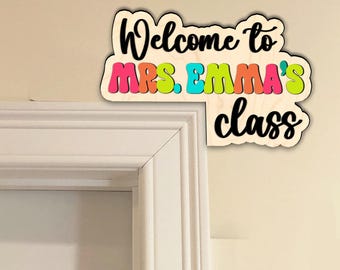 Custom 3D Teacher Door Sign, Back to School Welcome Sign, Personalized Teacher Sign, Classroom Decor, Teacher Door Hanger, Teacher Gifts