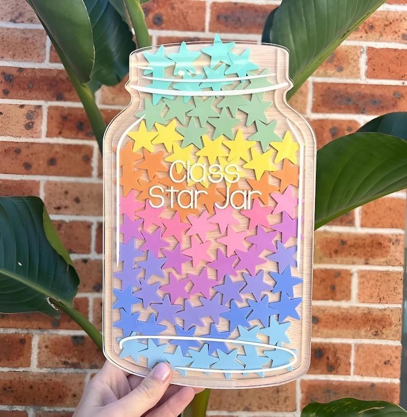 Personalized Classroom Reward Jar, Custom Star Token Jar for Teachers, Student Incentive Jar, Back to School Classroom Decor, Teacher Gift