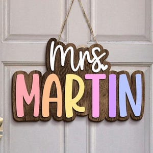Custom 3D Teacher Name Door Sign, Teacher Gifts, Teacher Birthday Gift, Classroom Door Hanger, Classroom Welcome Sign, Back To School