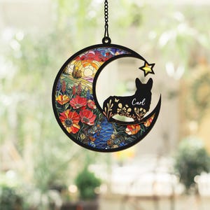 Personalized Dog Memorial Suncatcher Ornament, Loss Of Dog Sympathy Gift, Dog Memorial Gift, Custom Dog Suncatcher With Name Window hanging