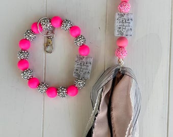 Pulsera y llavero con cosas bonitas y palabrotas / Pulseras de silicona con cuentas, llaveros temáticos, llaveros y pulseras boho